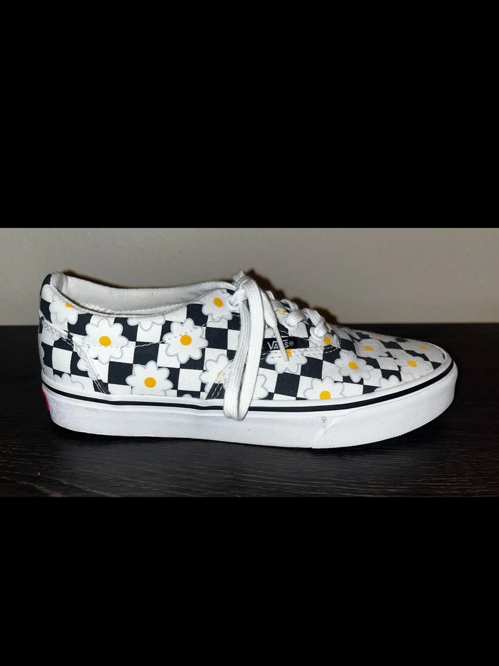 Vans Checkerboard Daisy Canvas Sneakers - Black, White & Yellow
